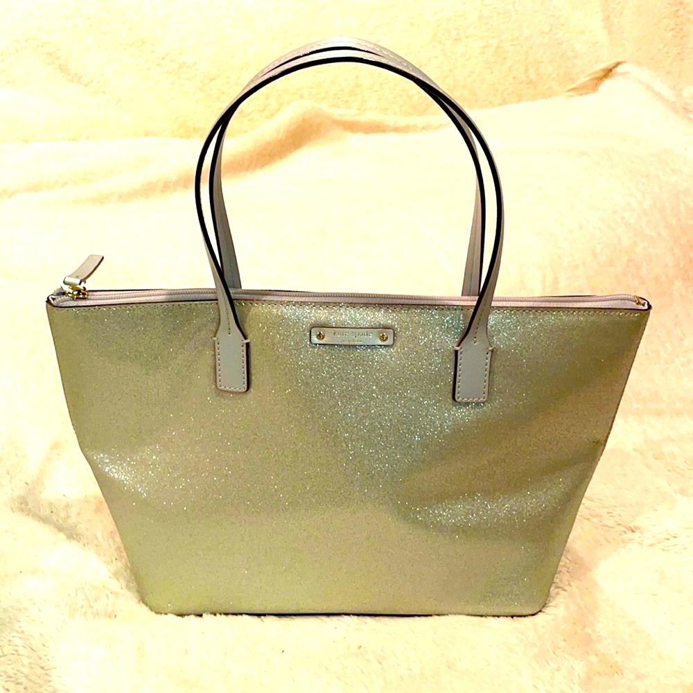 Kate Spade silver glitter hand bag